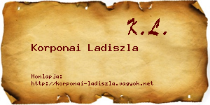 Korponai Ladiszla névjegykártya